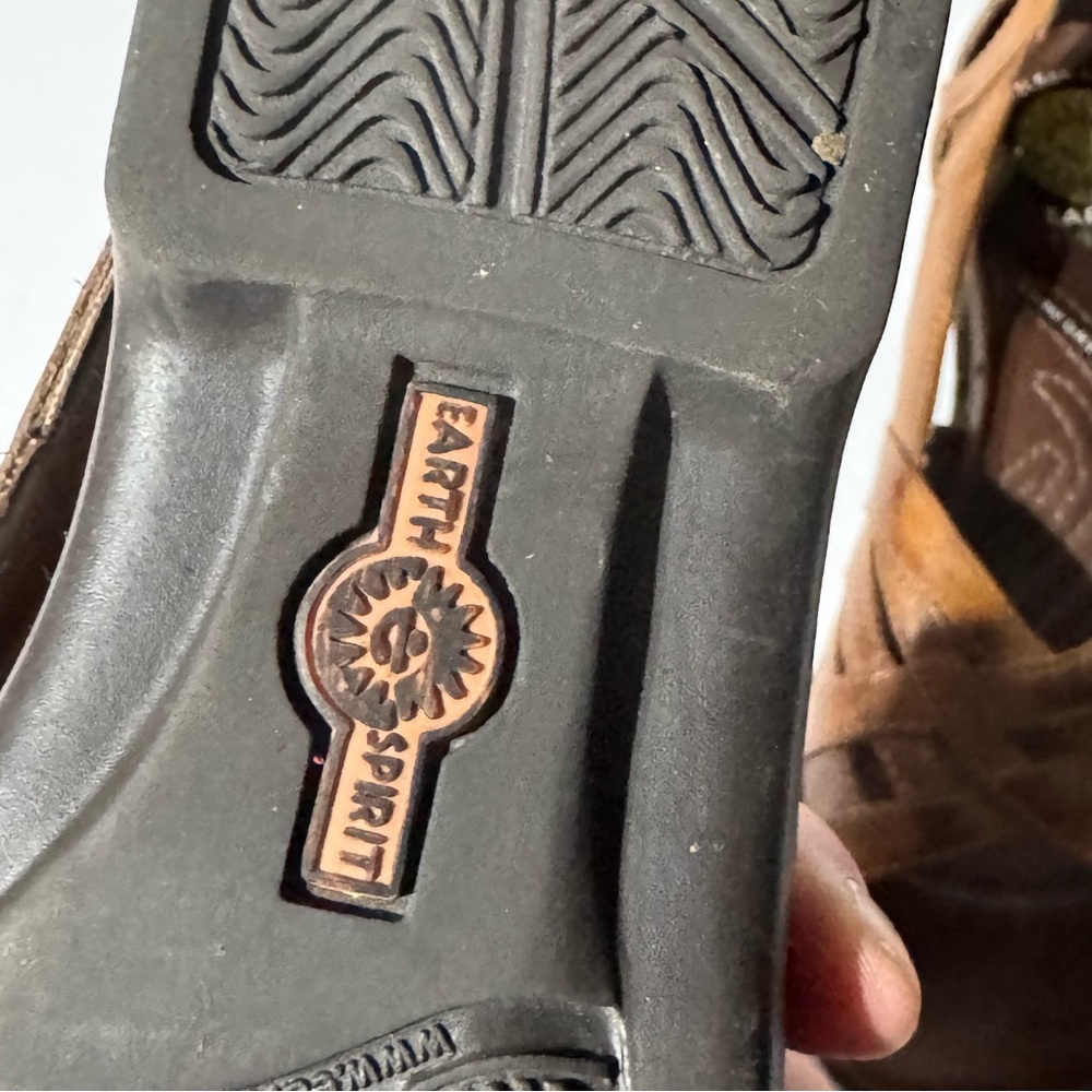 Earth Spirit Comfort First Brown Leather Open Toe‎ Slip On Sandals Size 6.5 - Picture 6 of 8